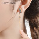 Enamel Glazed Antlers Inlaid Zircon Tassel Earrings 925 Silver Needle