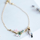 Bird Cherry Blossom Gold Plated Jewelry Enamel Bracelet