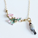 Bird Cherry Blossom Gold Plated Jewelry Enamel Bracelet