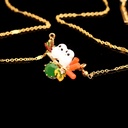 Enamel Snow Owl Baby Crystal Owl Necklace /Clavicle Chain