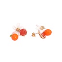 Flower Orange 925 Silver Enamel Jewelry Stud Clip Hook Earrings