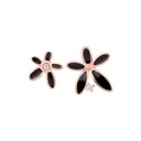 Black Fresh Flower Asymmetry 925 Silver Stud Earrings