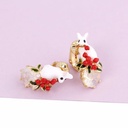 Rabbit Bunny And Stone Enamel Earrings