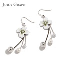 Enamel Glazed Daisy Flower Natural Pearl Tassel Hook Earrings