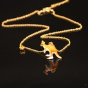 France Enamel Glaze Kangaroo Crystal Plated Really Gold Clavicle Chain