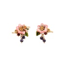 Flower And Bee Asymmetrical Enamel Stud Earrings