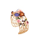 Flower And Stone Enamel Bangle Bracelet