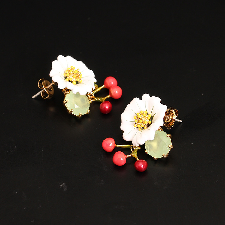 Daisy And Stone Enamel Earrings