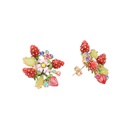 Strawberry Gem Enamel Stud Earrings