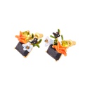 Ocean Starfish Flower And Black Stone Enamel Earrings