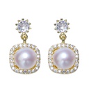 Freshwater Pearl And Crystal Drop Stud Earrings