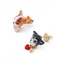 Chihuahua Puppy Dog Asymmetrical Enamel Earring