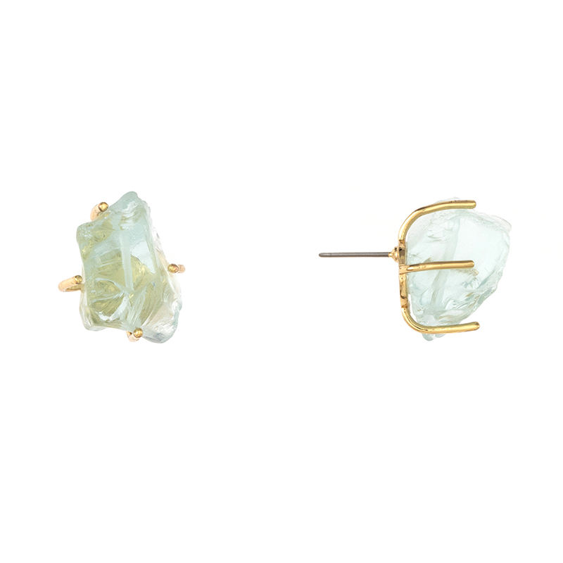 Natural Rose Mineral Raw Irregular Stone Stud Earrings