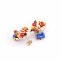 Parrot Flower And Stone Enamel Earrings