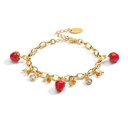 Fruit Peach Strawberry Orange And Crystal Enamel Charm Bracelet