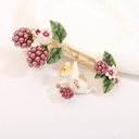 Hamster Purple Fruit Mulberry Flower Enamel Brooch Jewelry Gift