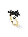 Black Cat Kitty Kitten And Star Enamel Adjustable Ring