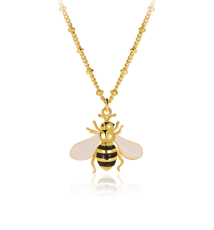 Bee Enamel Pendant Necklace Jewelry Gift