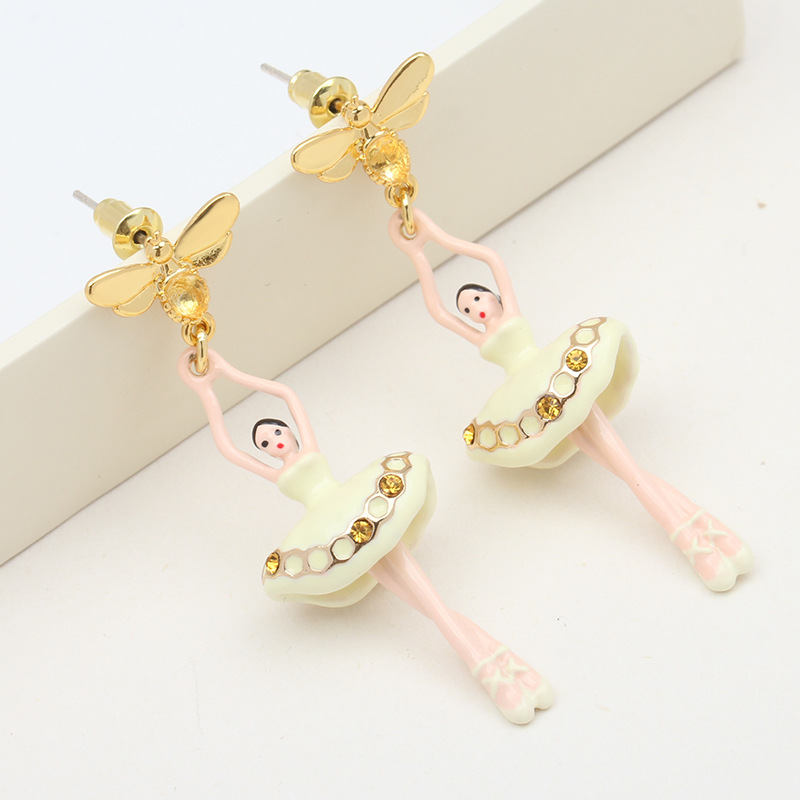 Ballet Girl Beauty Enamel Dangle Earrings