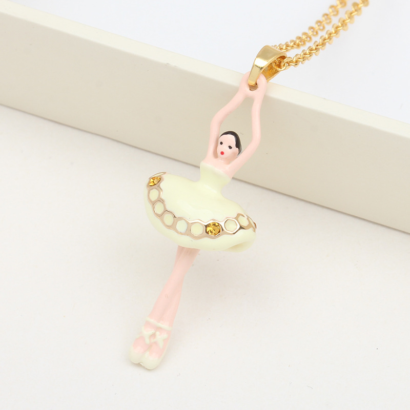 Ballet Girl Beauty Enamel Pendant Necklace