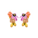 Earrings With Purple Flower On Carved Crystal And Lemons