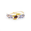 Purple Flower Blosssom Wisteria And Stone Enamel Thin Bracelet