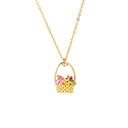 Flower Basket Enamel Pendant Necklace