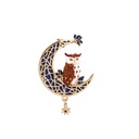 Owl On Moon Enamel Brooch