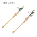 Antlers Inlaid Zircon Tassel Enamel Dangle Earrings