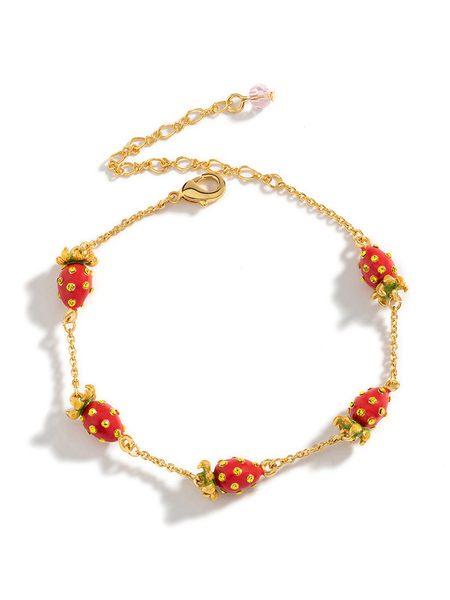 Strawberry Enamel Thin Bracelet