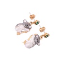 Koala Sapphire Enamel Dangle Stud Earrings