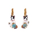 Bulldog On Faceted Crystal Enamel Hook Earrings