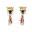 Penguin With Crown Fork Fish Enamel Earrings