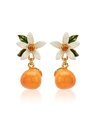 Orange Blossom Flower Enamel Stud Dangle Earrings Jewelry Gift