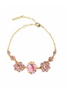 Pink Flower And Crystal Stone Enamel Charm Bracelet