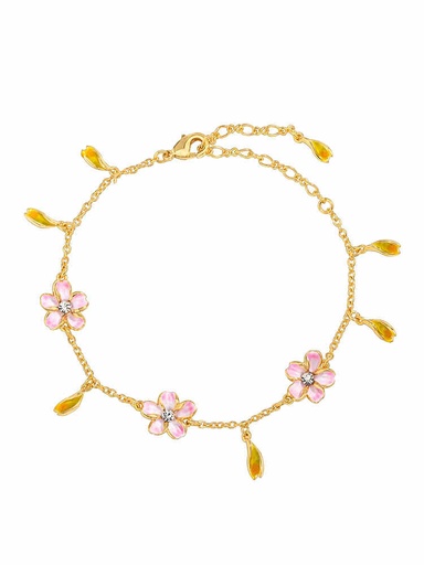 Cherry Blossom With Crystal Enamel Charm Bracelet