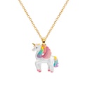 Colorful Unicorn Cute Horse Enamel Pendant Necklace