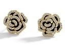 Camellia Flower And Crystal  Enamel Stud Earrings