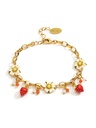 Fruit Strawberry And White Flower Enamel Charm Bracelet Jewelry Gift