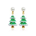 Snow On Christmas Tree And Crystal Eaneml Stud Earrings