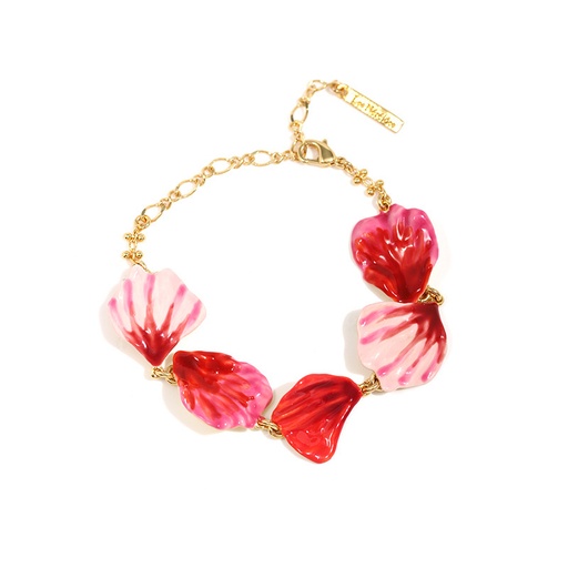 Rose Petal Red Pink Flower Enamel Think Bracelet