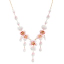 White Cherry Blossom Flower Petals Enamel Pendant Necklace