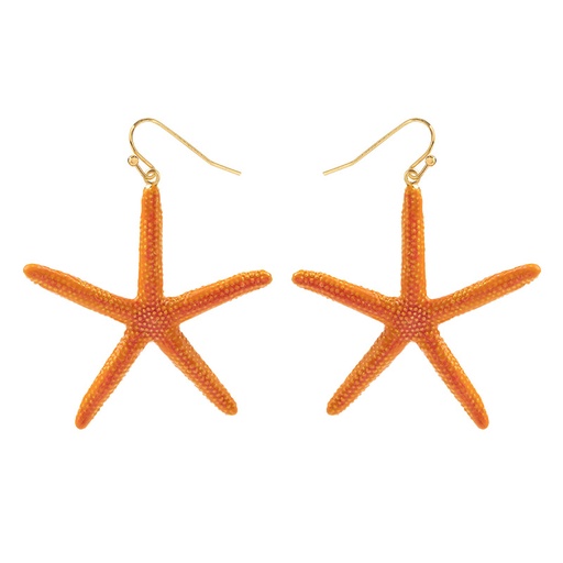 Orange Blue Starfish Enamel Hook Earrings