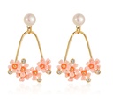 Cherry Blossom Flower And Pearl Enamel Dangle Earrings Jewelry Gift