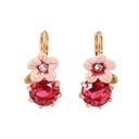 Enamel Flower Red Crystal Earrings Jewelry Hook Earrings