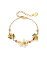 Orange Blossom Flower Kumquat Enamel Thin Bracelet Jewelry Gift