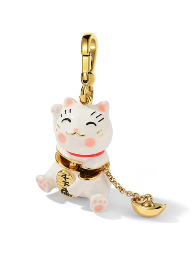 White Pink Cute Kitty Cat Kitten Enamel Key Pendant Necklace Jewelry Gift