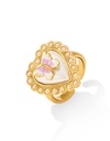 Butterfly Heart Pearl Enamel Adjustable Ring