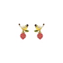 Bird And Fruit Berry Enamel Dangle Earrings