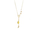 Lemon Flower And Pearl Enamel Pendant Necklace Gift